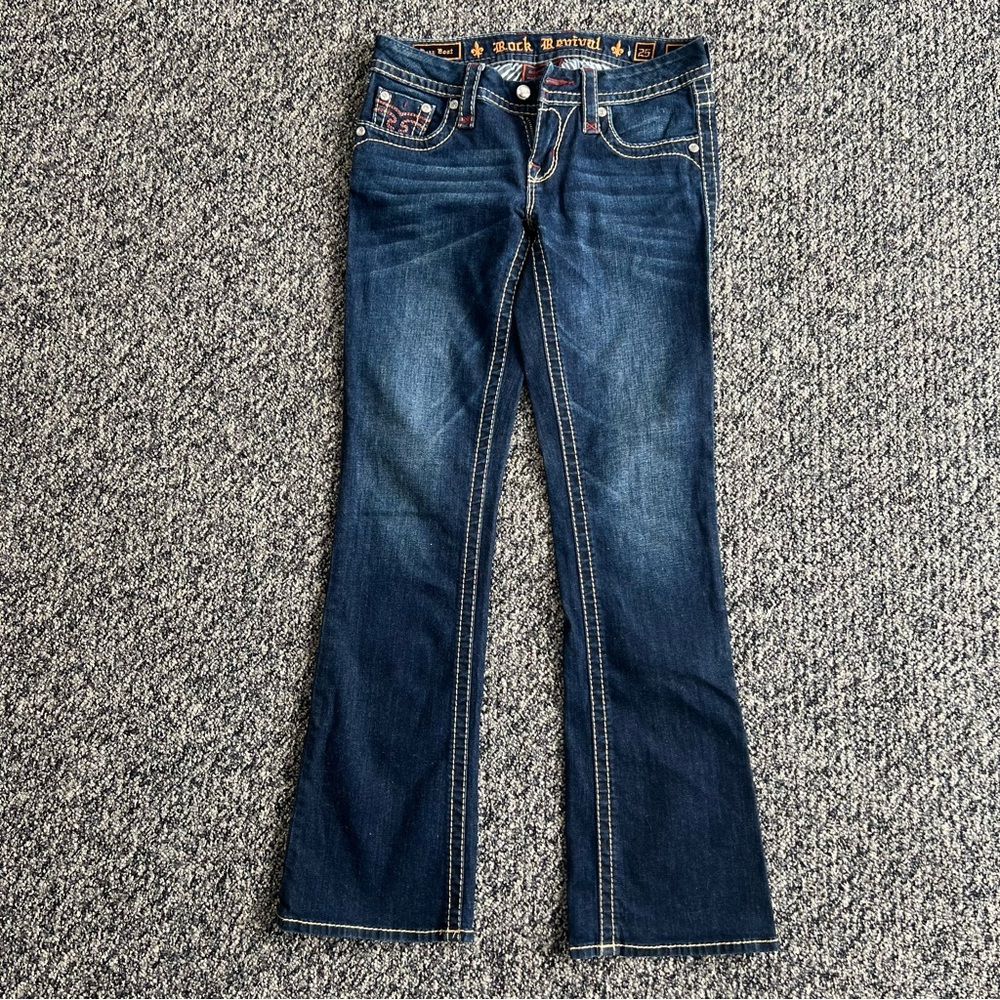ROCK REVIVAL Alivia Dark Blue Jeans - Picture 2 of 14